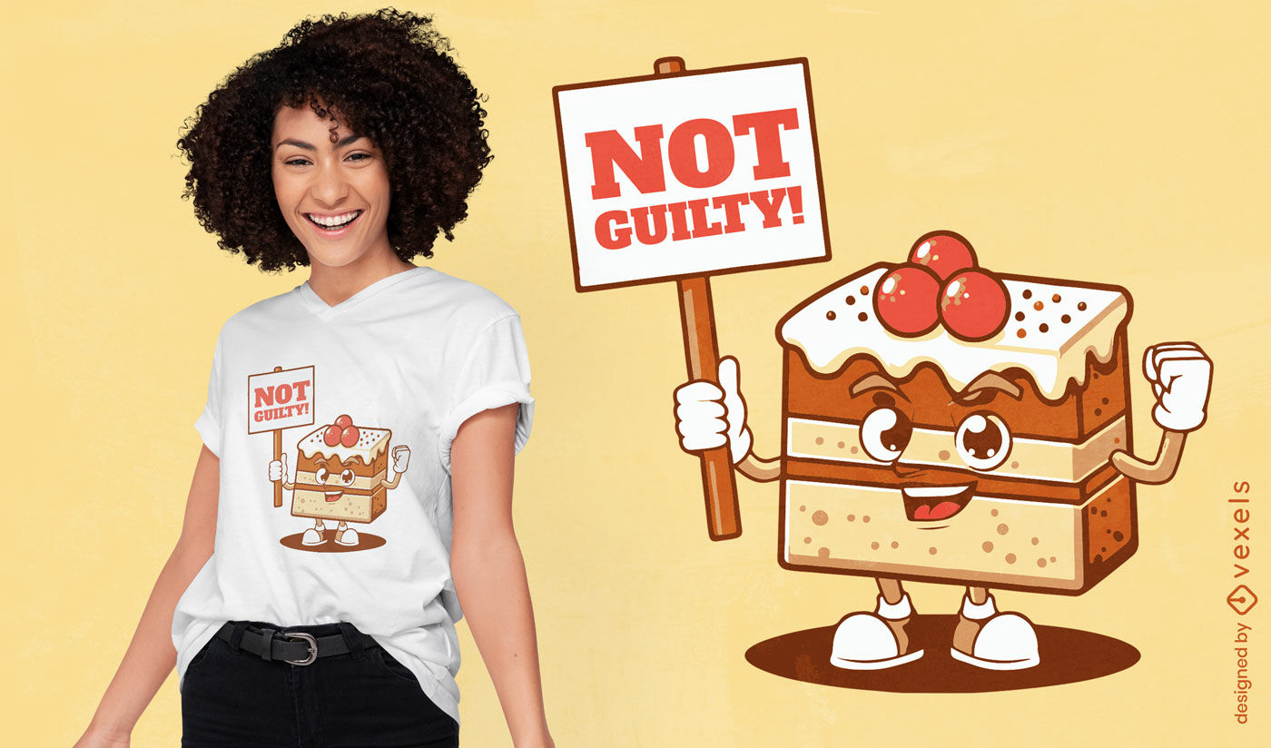 Design de camiseta com personagem de bolo inocente