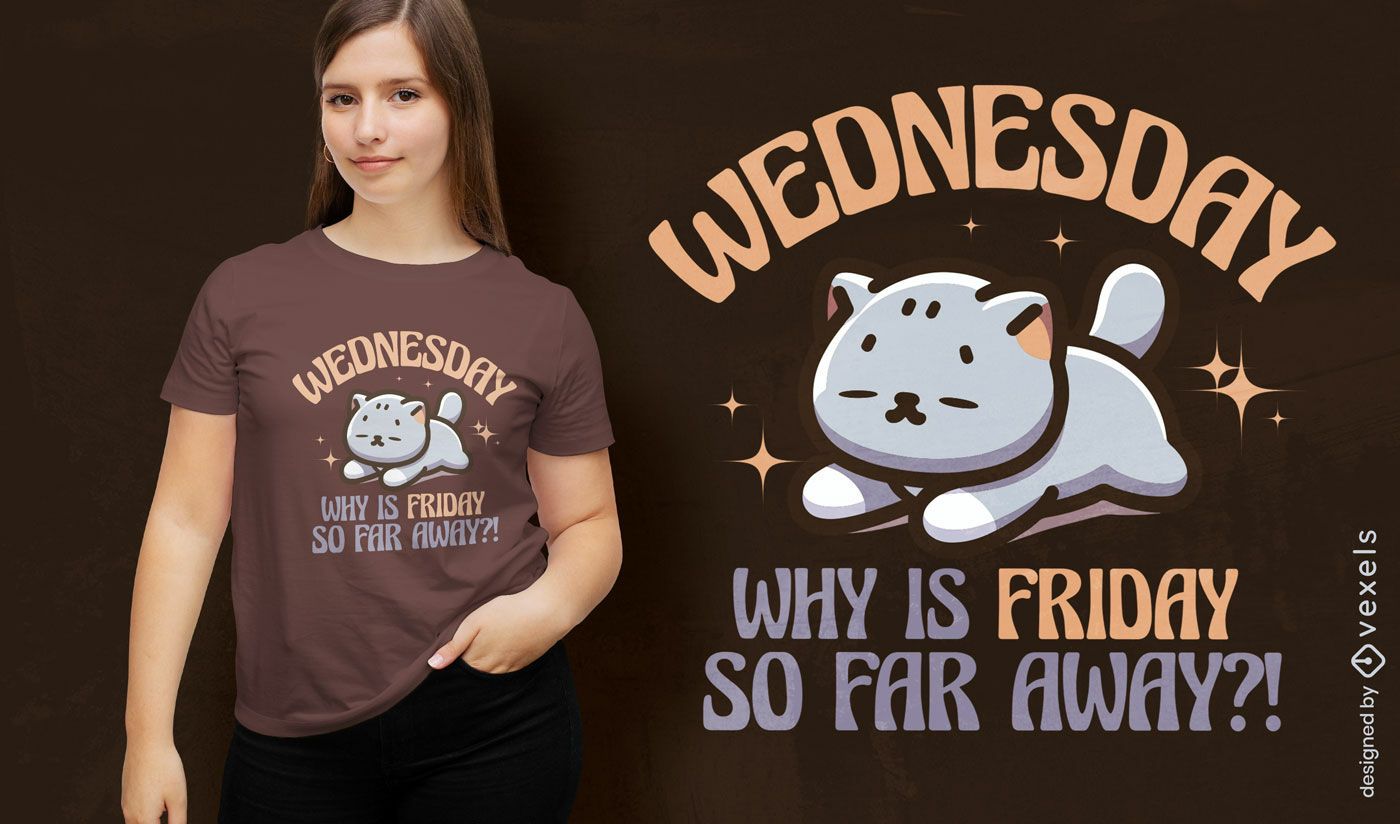 T-Shirt-Design mit Katzenhumor für Wochentage