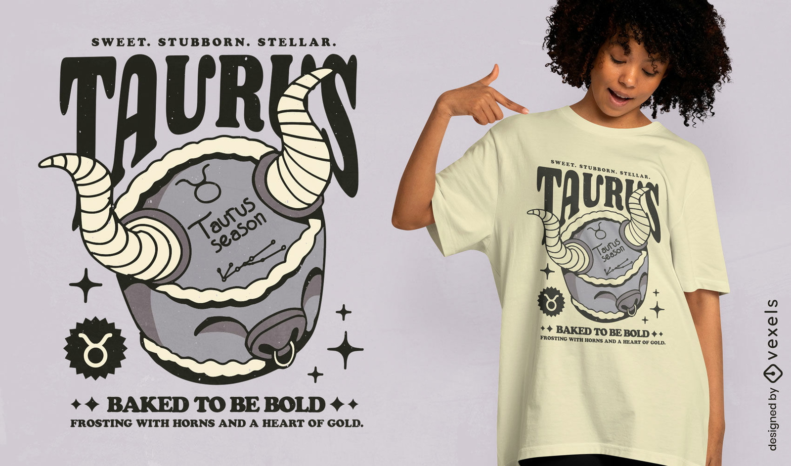 Design de camiseta com bolo da estação de Touro