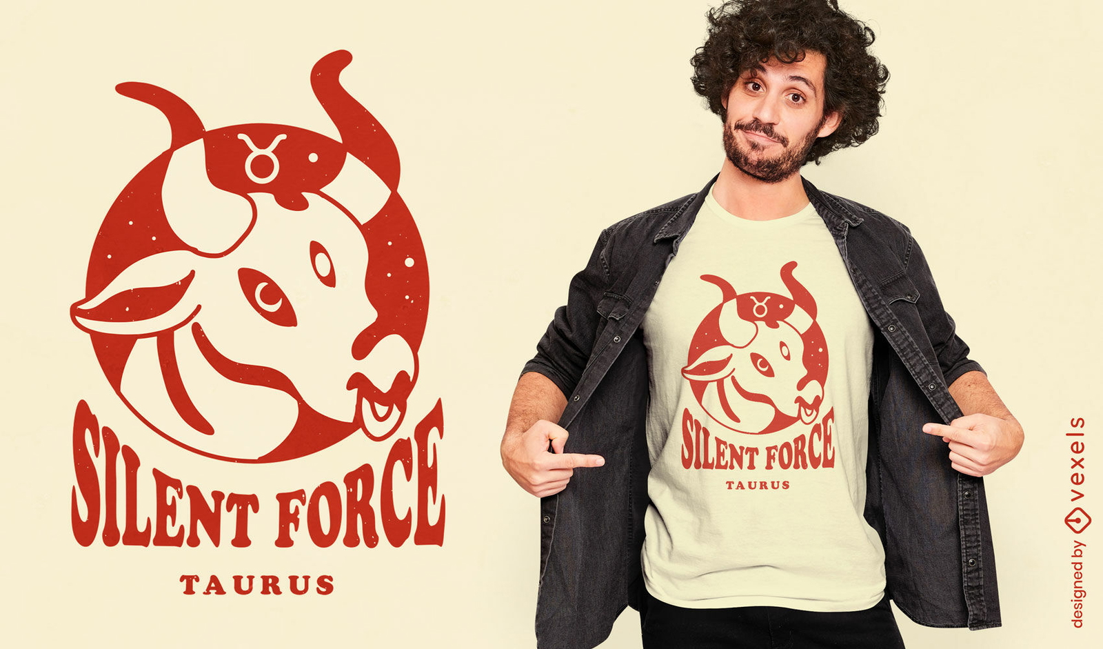 Design de camiseta da força silenciosa de Touro