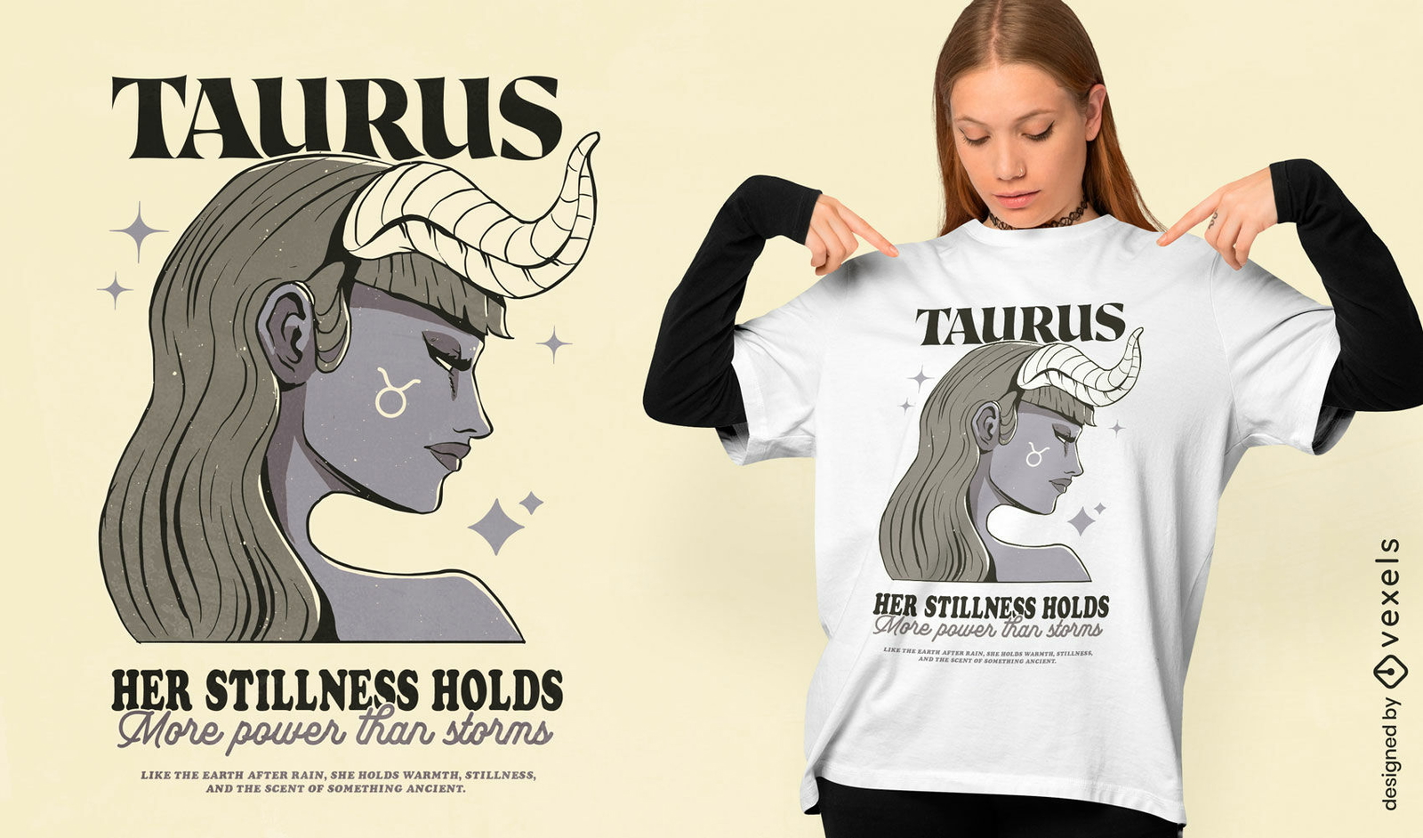 Diseño de camiseta de chica Tauro astrológica