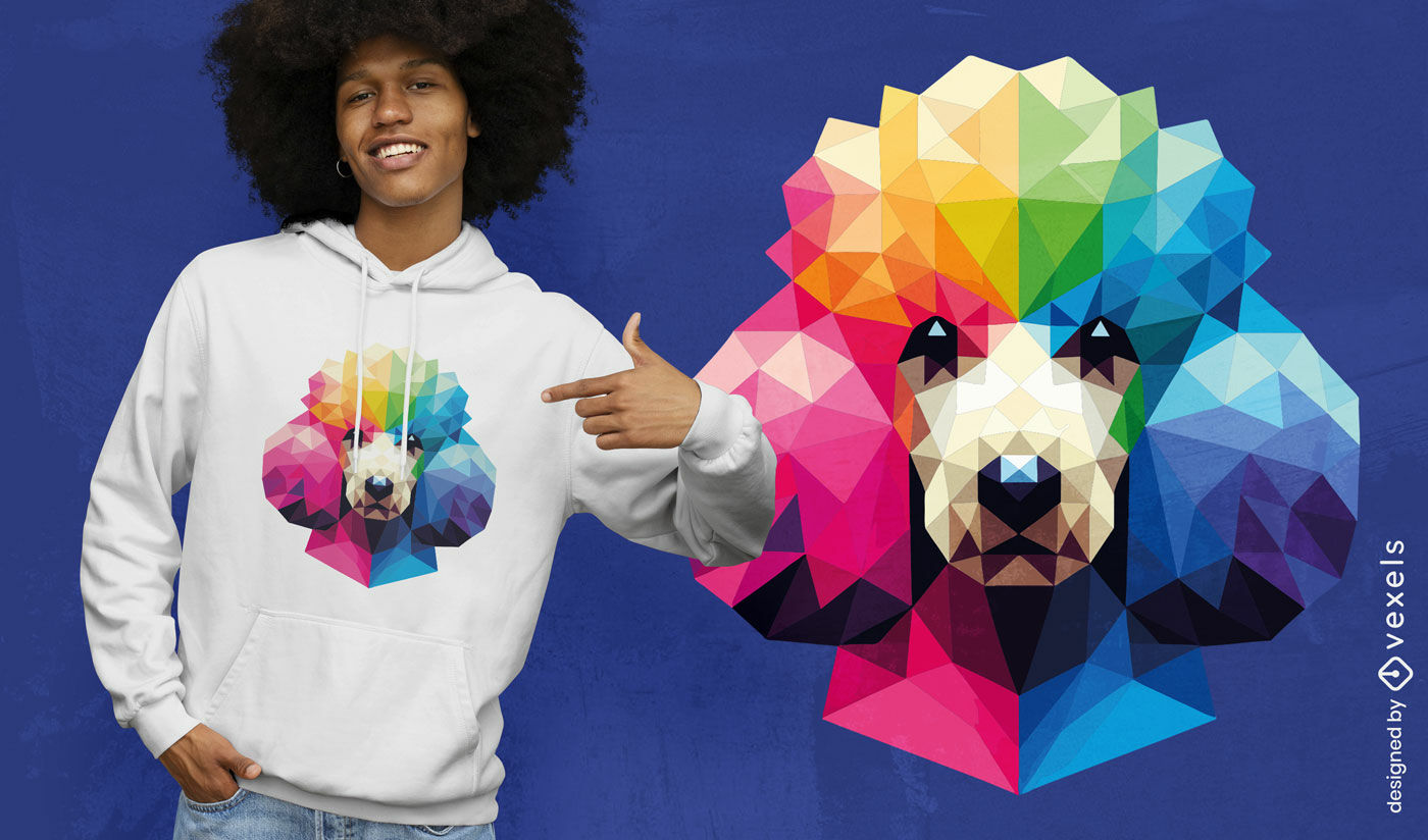  Colorful polygonal poodle t-shirt design