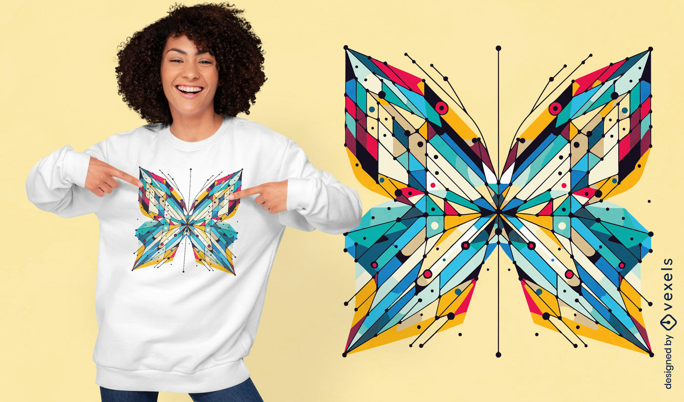 Design de camiseta com borboleta geométrica
