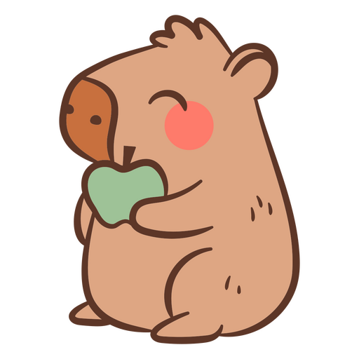 Cute cartoon wombat holding an apple PNG Design
