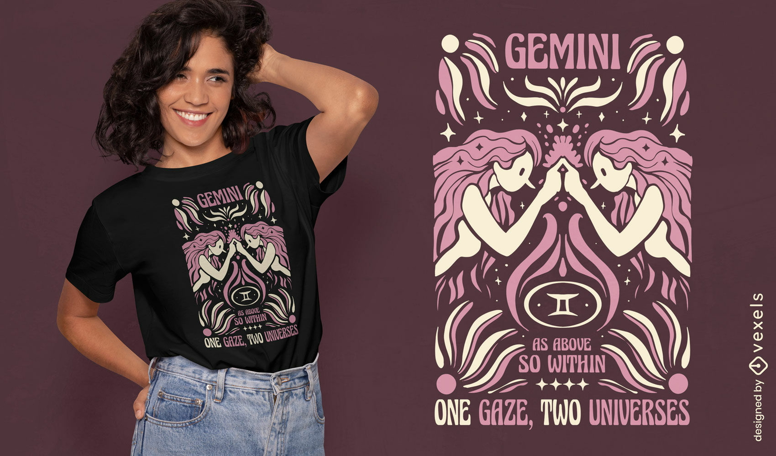 Design de camiseta com o tema Gemini One Gaze