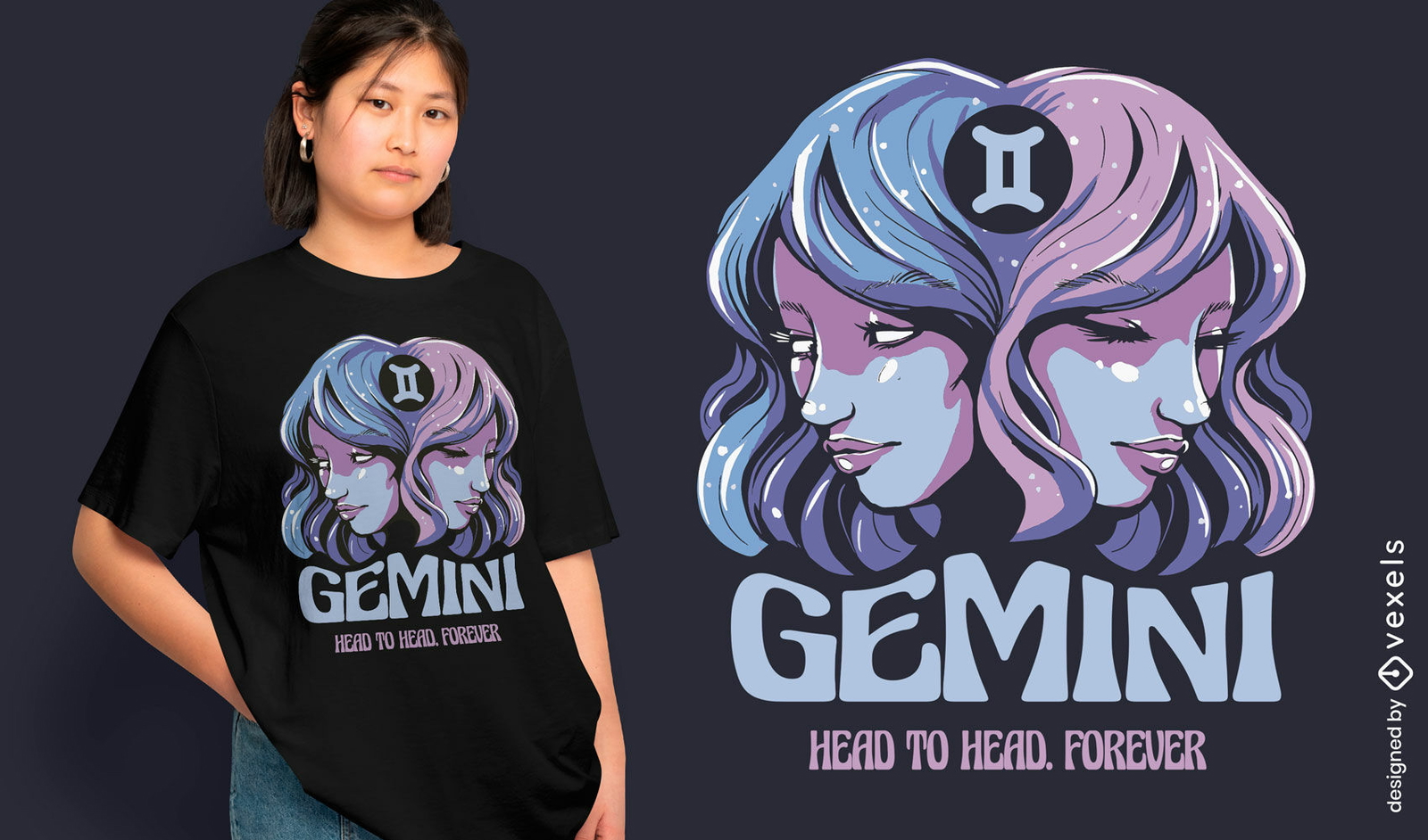 Design de camiseta com rostos gêmeos de Gêmeos