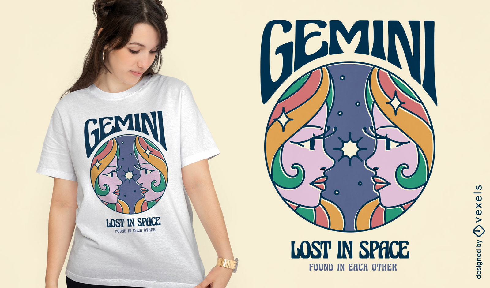 Zwillinge verloren im Weltraum T-Shirt Design