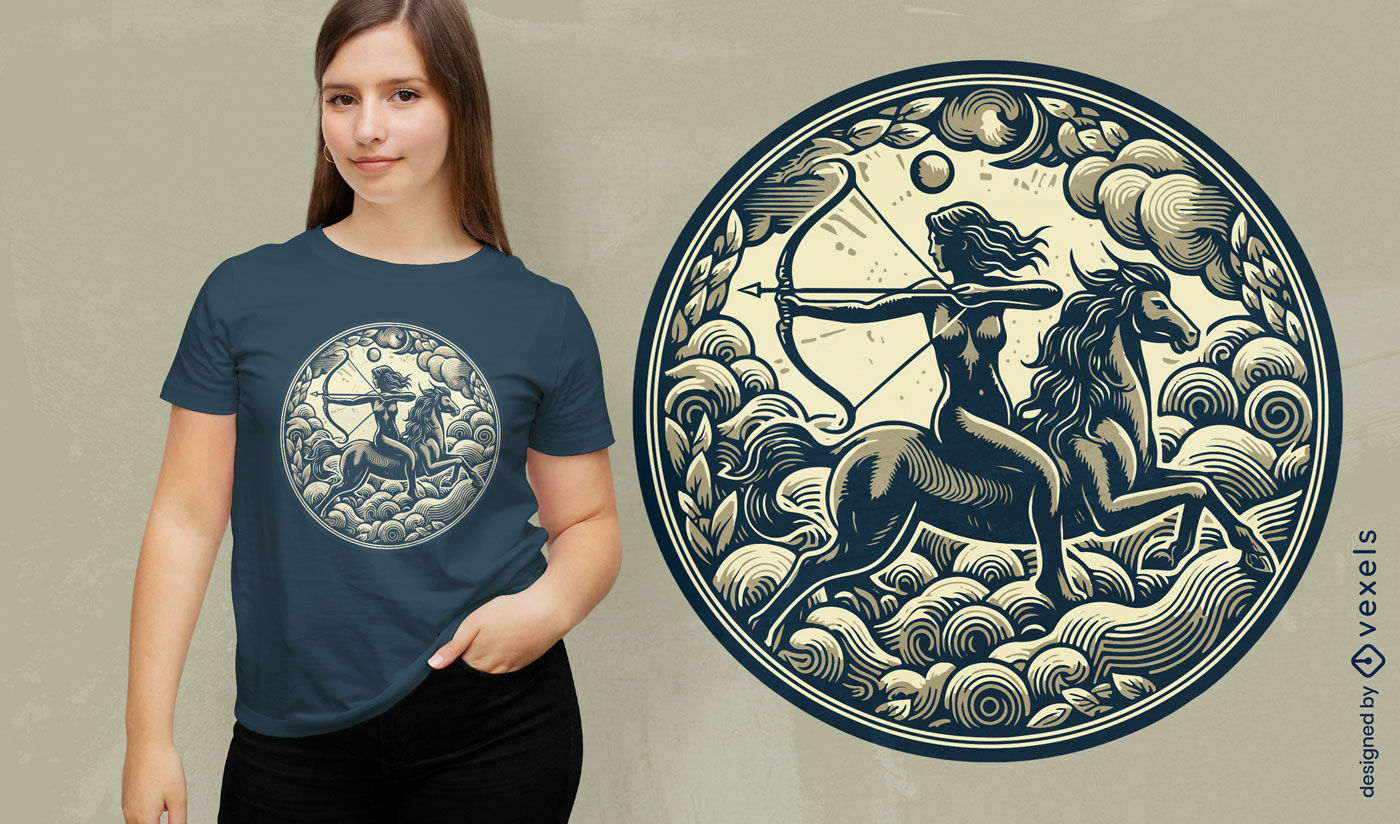  Design de camiseta com o arqueiro centauro de Sagitário
