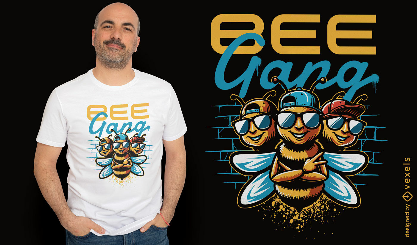  Design de camiseta com óculos de sol da gangue Bee