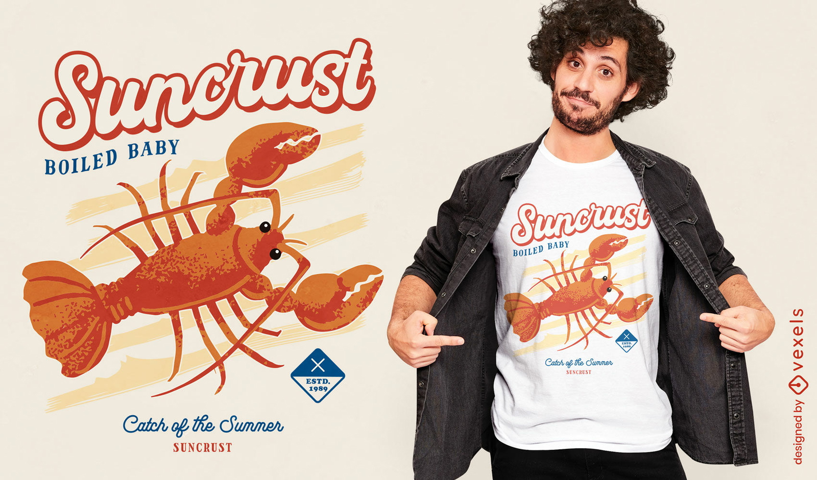 Diseño de camiseta de langosta Suncrust