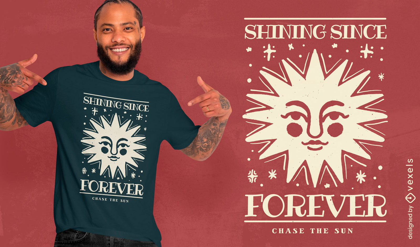 Design de camiseta com citação de sol eterno