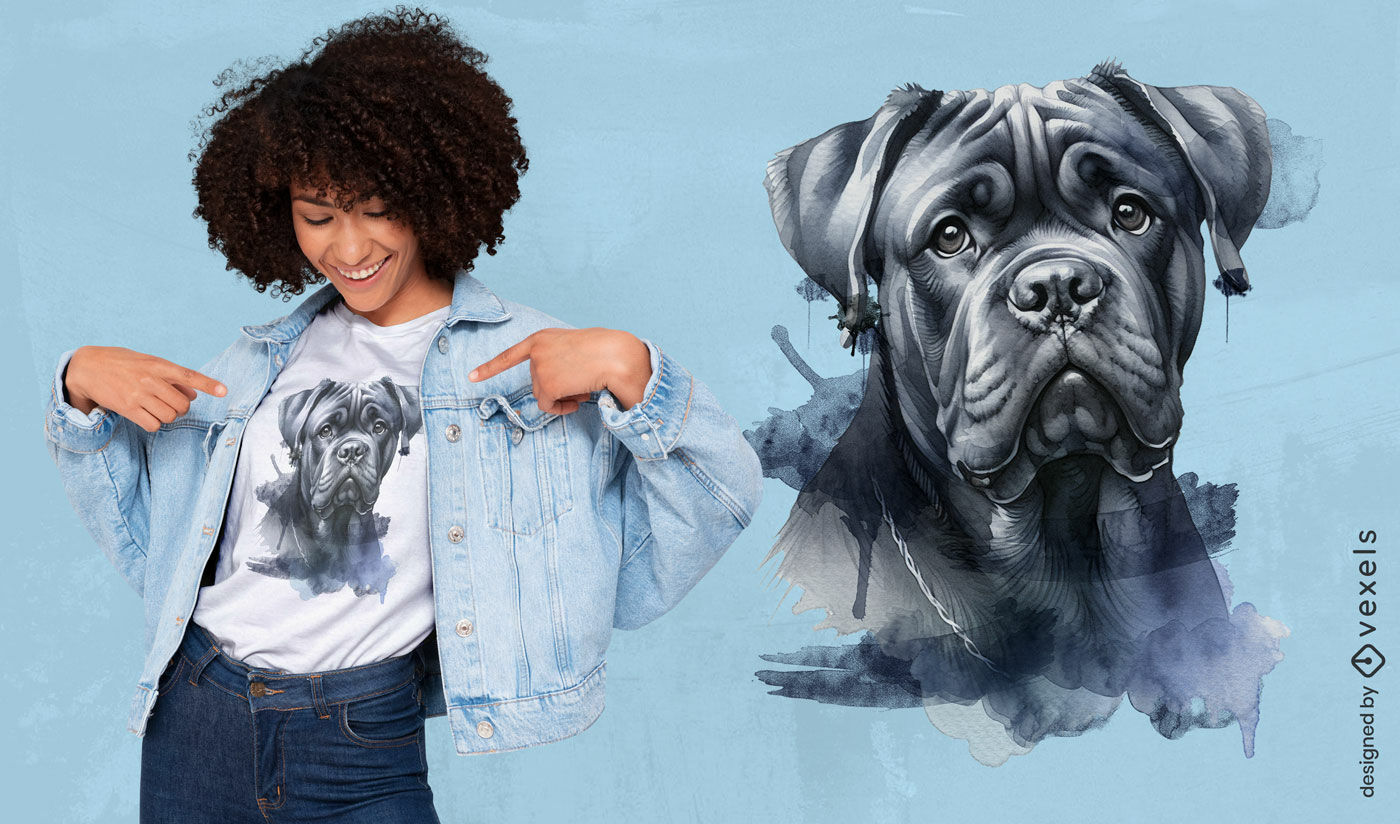 Design de camiseta com retrato realista de cachorro bullmastif
