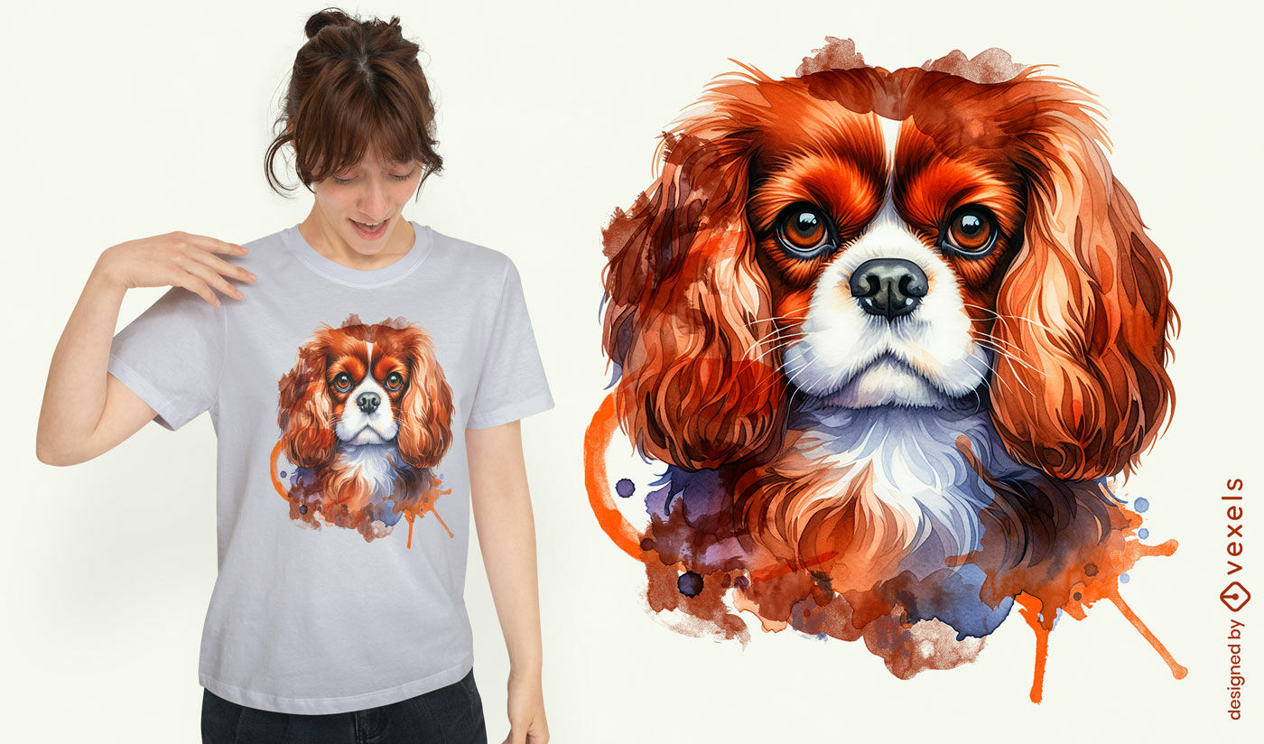 Diseño de camiseta de acuarela de Cavalier Spaniel