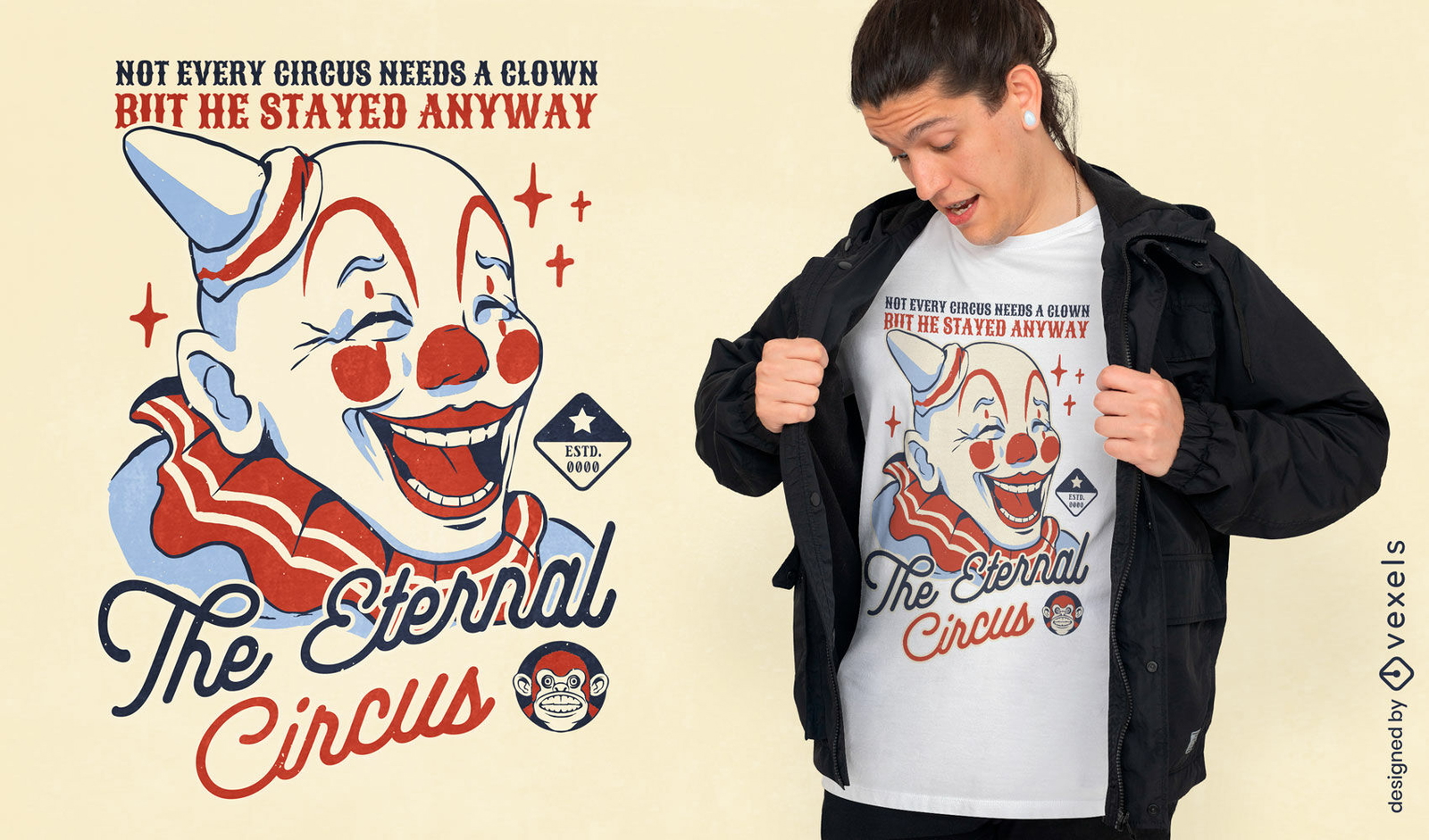 Diseño de camiseta de payaso vintage