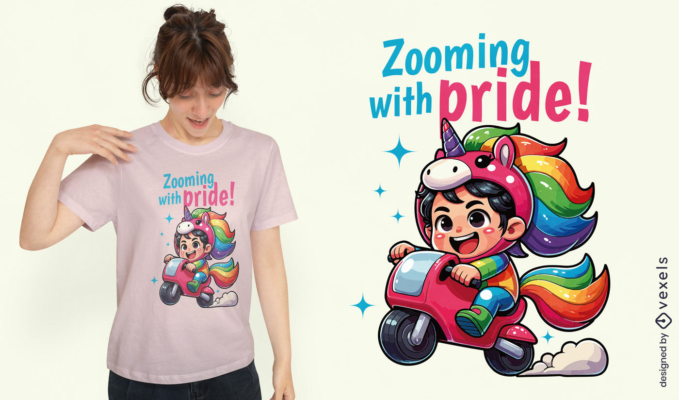 Pride unicorn scooter t-shirt design