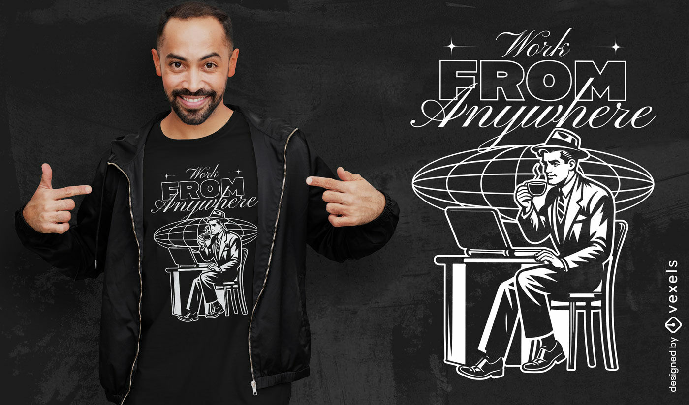 Design de camiseta "Trabalhe de qualquer lugar"