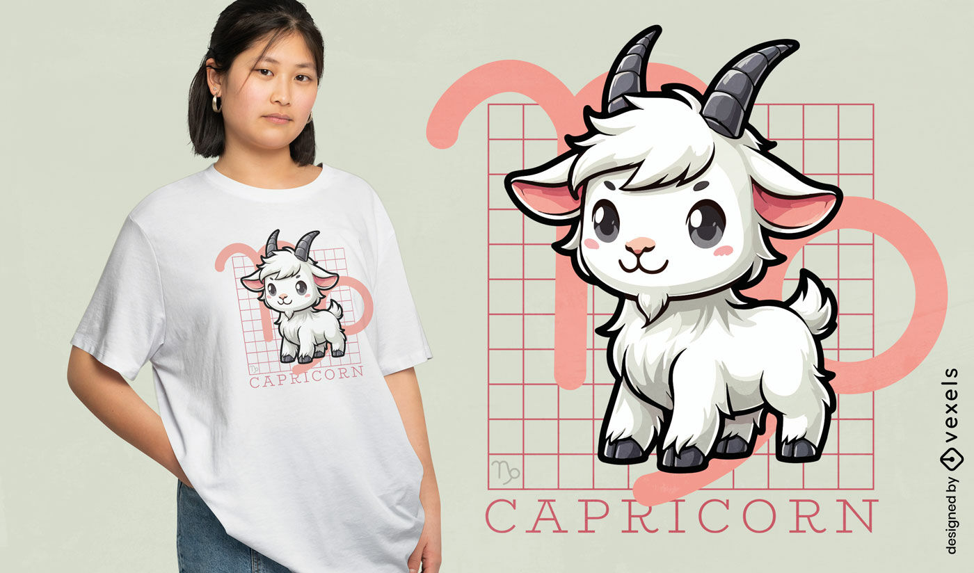 Design fofo de camiseta com cabra Capricórnio