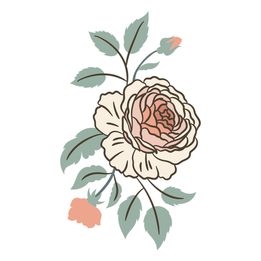 Elegante ilustración floral con diseño de rosas. Diseño PNG