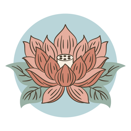 Ilustração estilizada de flor de lótus com design em tons pastéis Desenho PNG