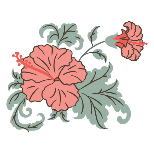 Hermoso diseño floral de hibisco. Diseño PNG