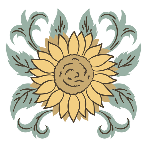 Diseño floral de girasol vintage Diseño PNG