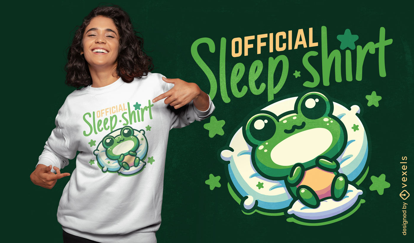Süßes Frosch-Schlaf-T-Shirt-Design	