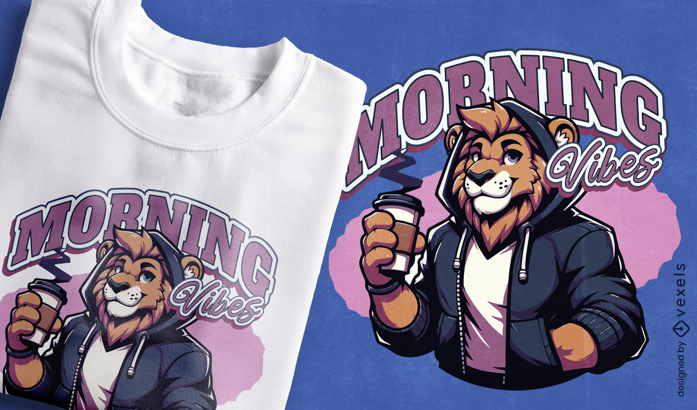 Lion coffee cartoon t-shirt design