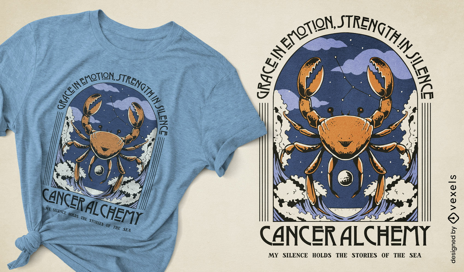 Design de camiseta com tema de alquimia do câncer