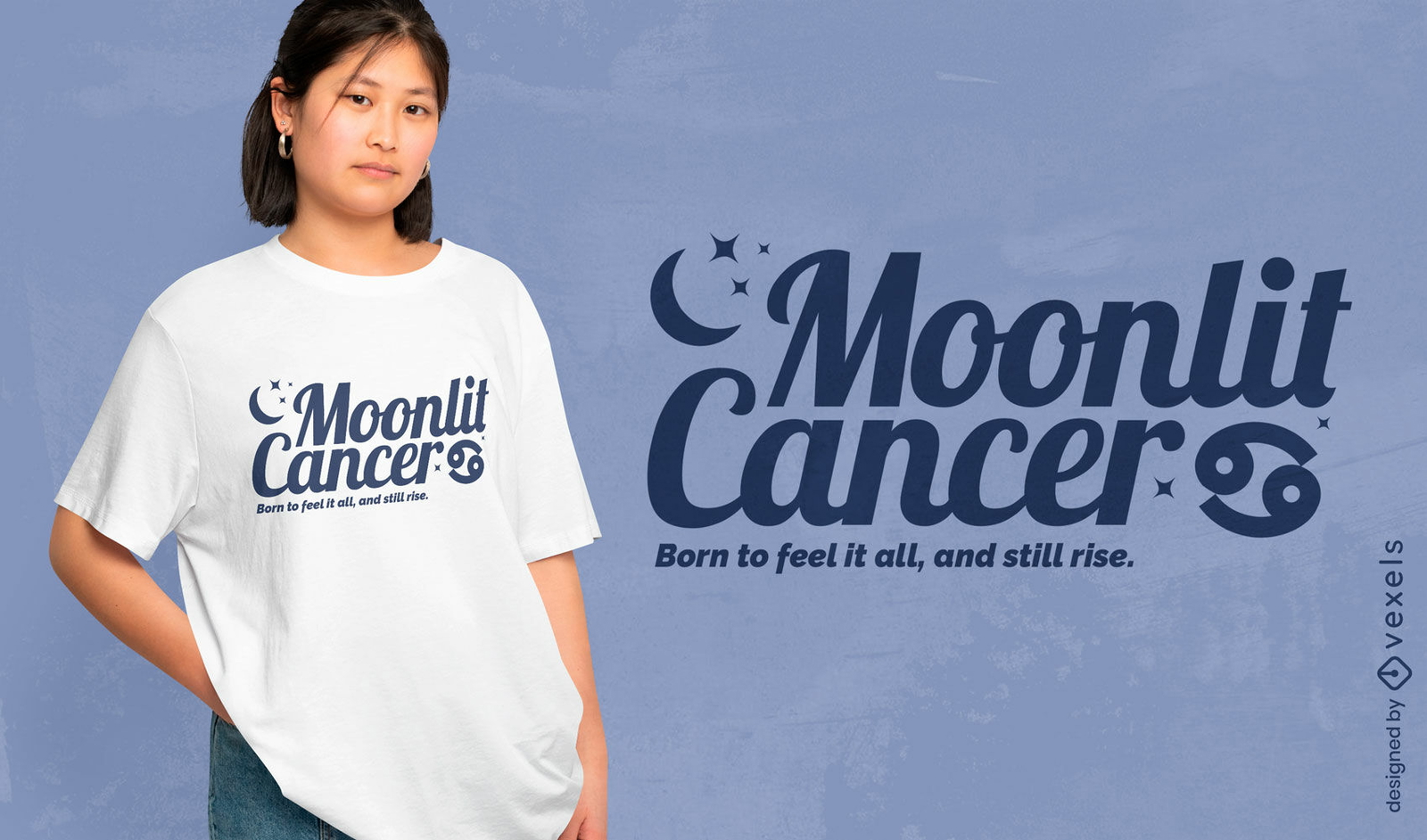 Diseño de camiseta del zodiaco Cáncer iluminado por la luna	