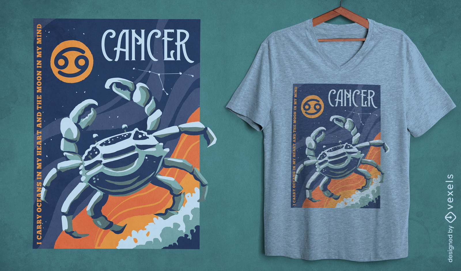 Astrological cancer crab t-shirt design