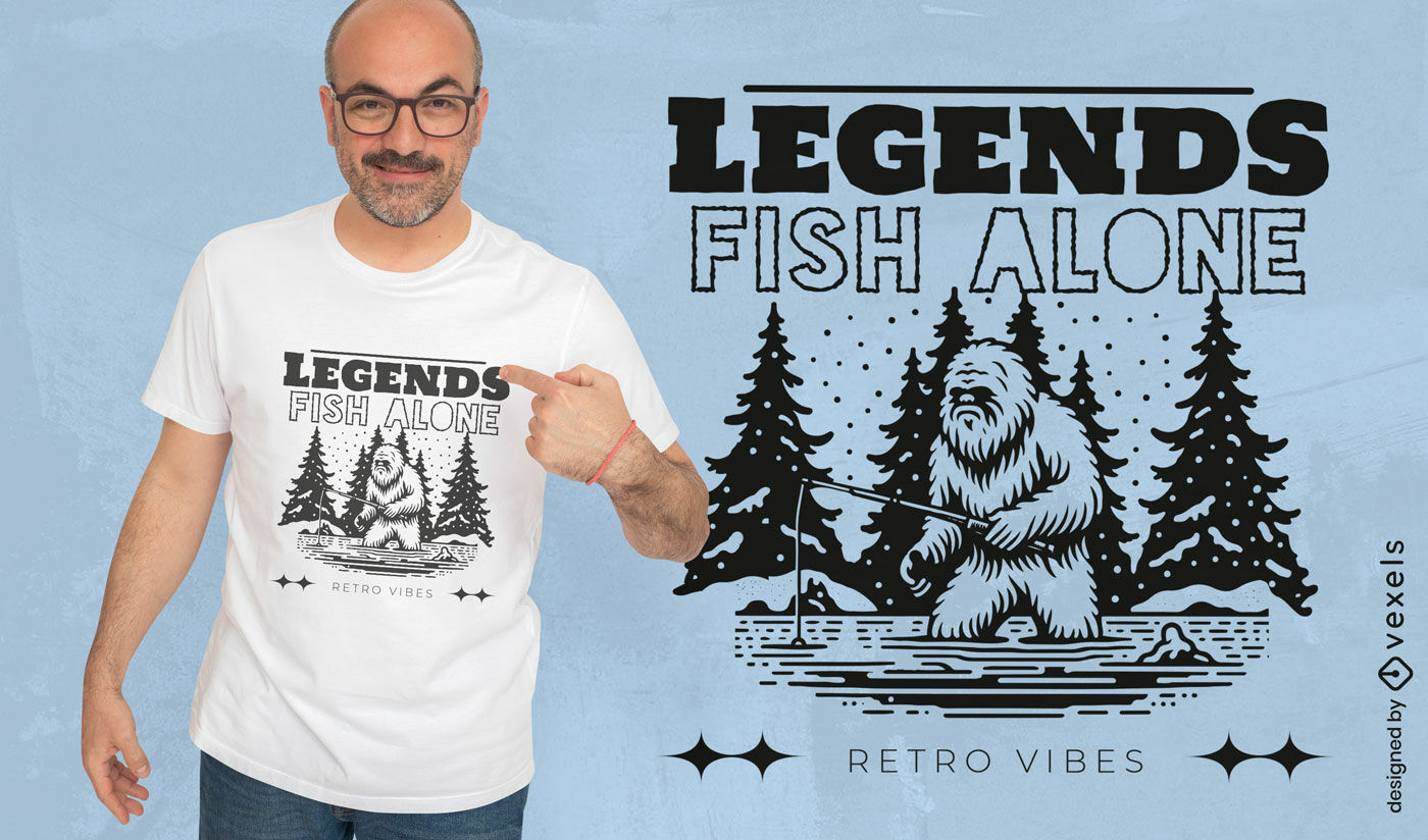 Design de camiseta de aventura ao ar livre com pesca de Yeti