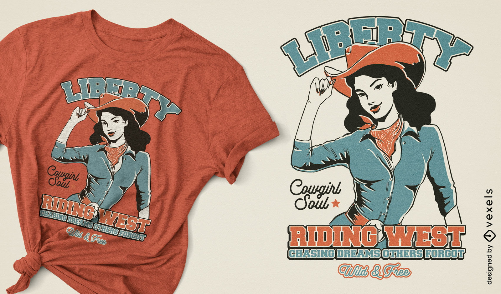 Diseño de camiseta de vaquera vintage