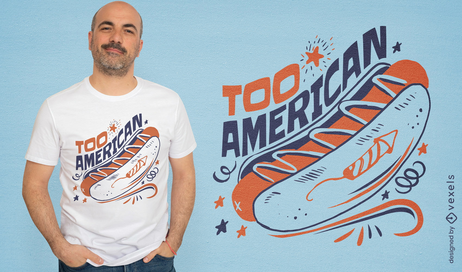 Diseño de camiseta de hot dog americano