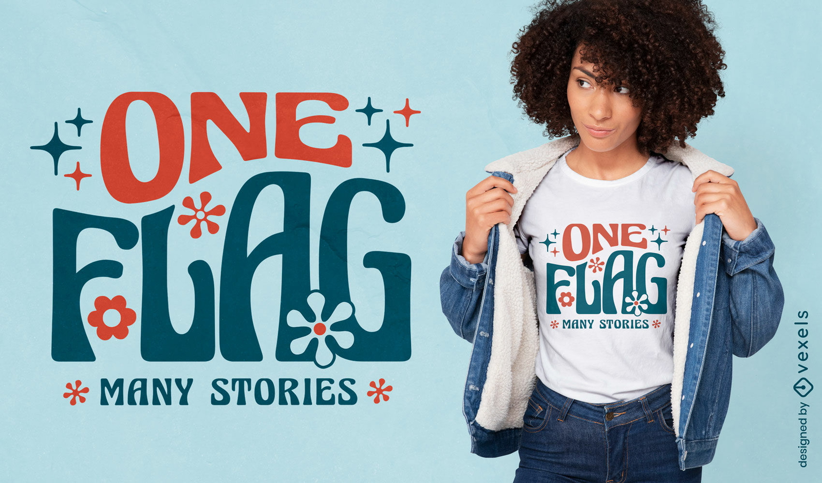 One flag many stories t-shirt design