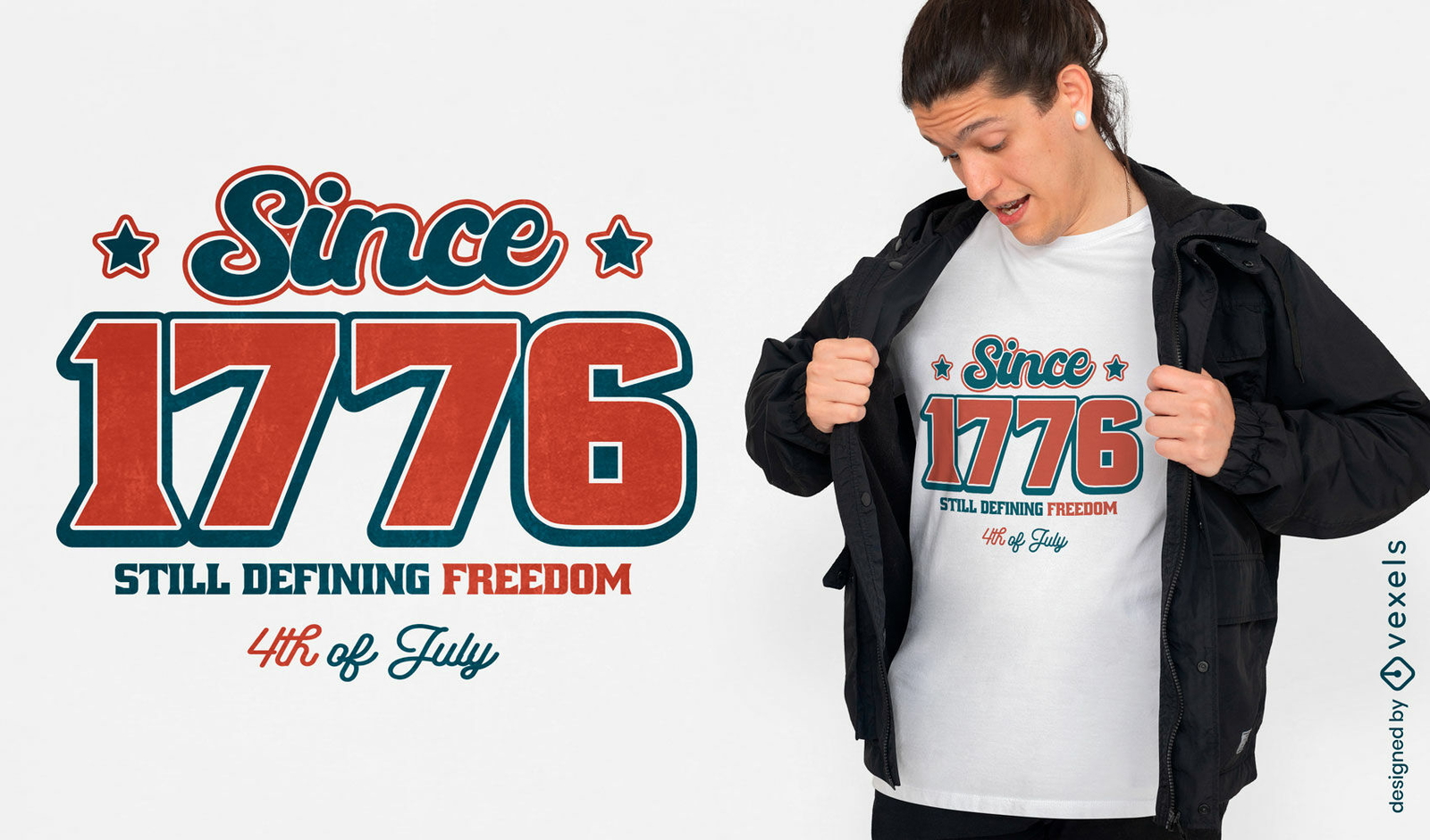 Design de camiseta com citação patriótica da liberdade americana