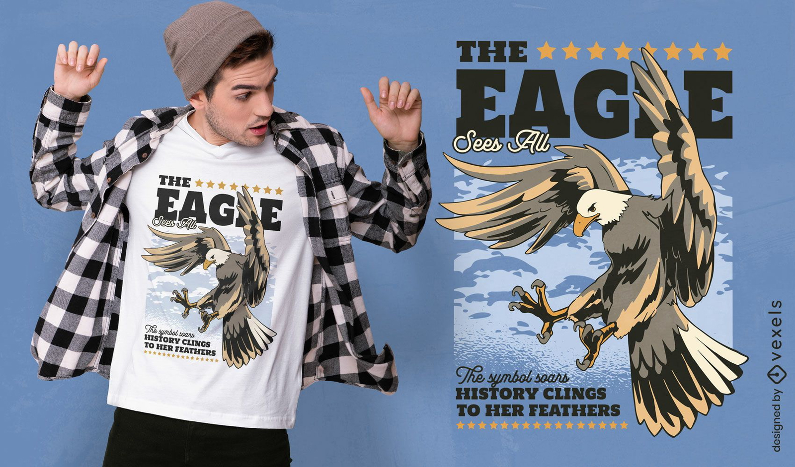 Design de camiseta com águia majestosa para o 4 de julho