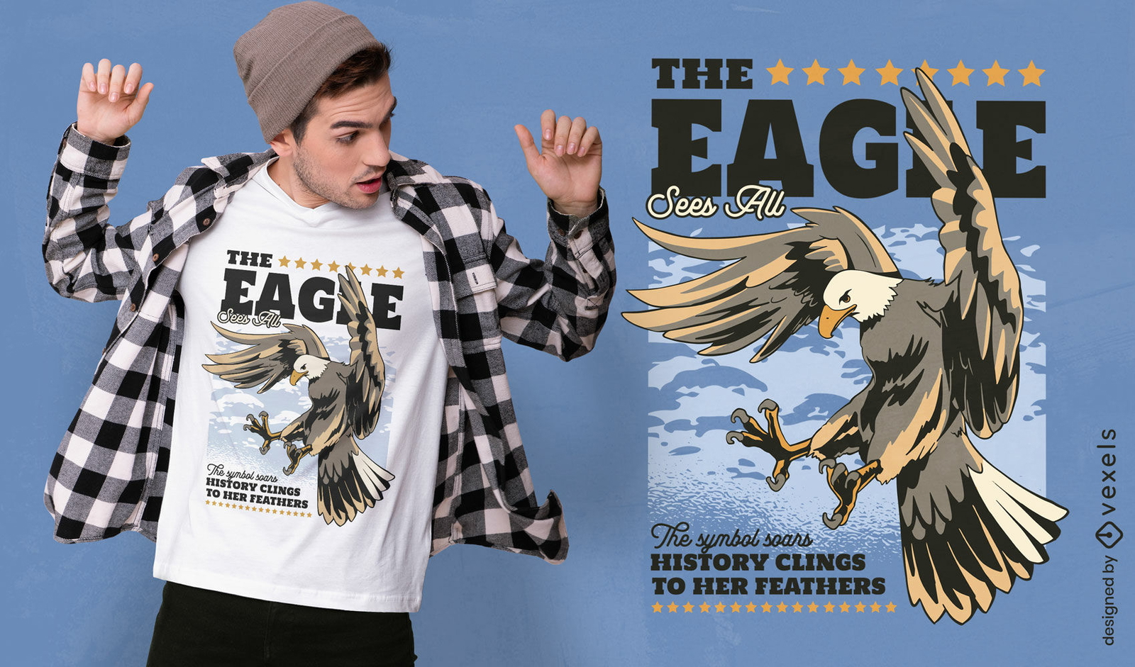 Design de camiseta com tema de águia majestosa para o 4 de julho