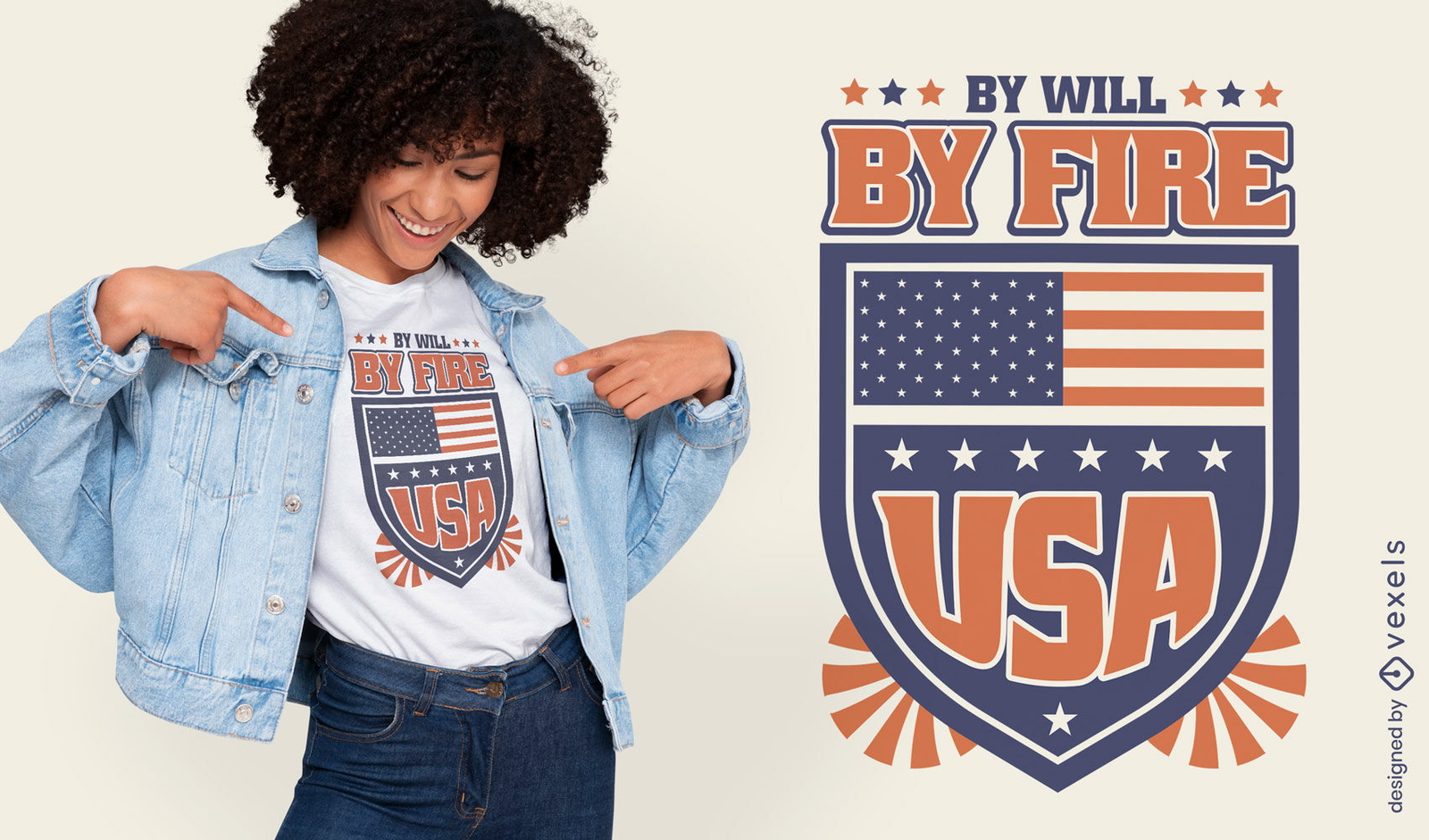 American patriotic shield flag t-shirt design