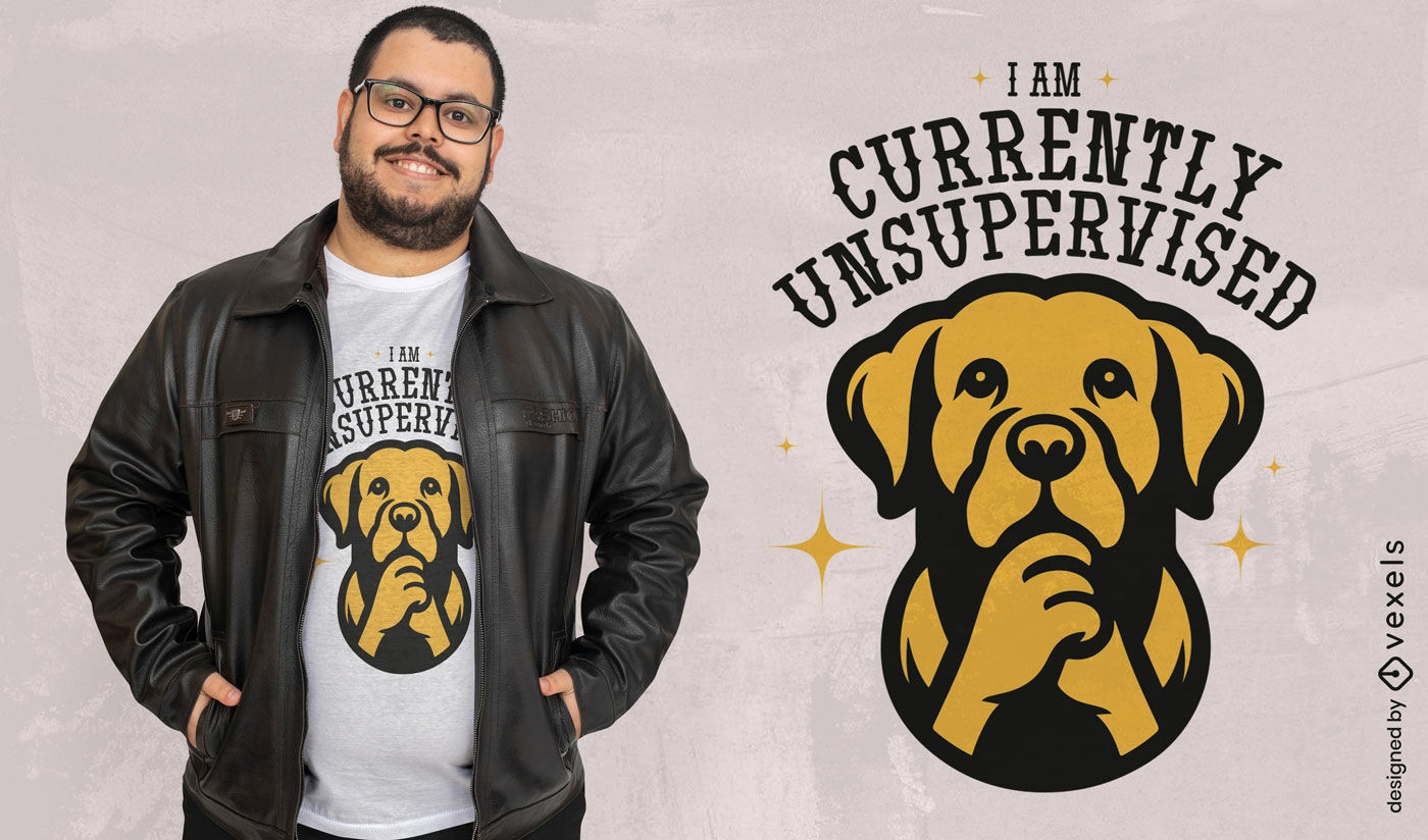 Design de camiseta para cachorro sem supervisão