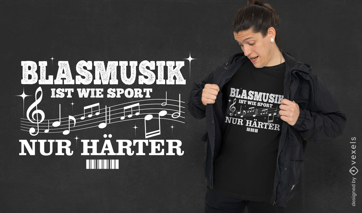 Diseño de camiseta con frase humorística de orquesta