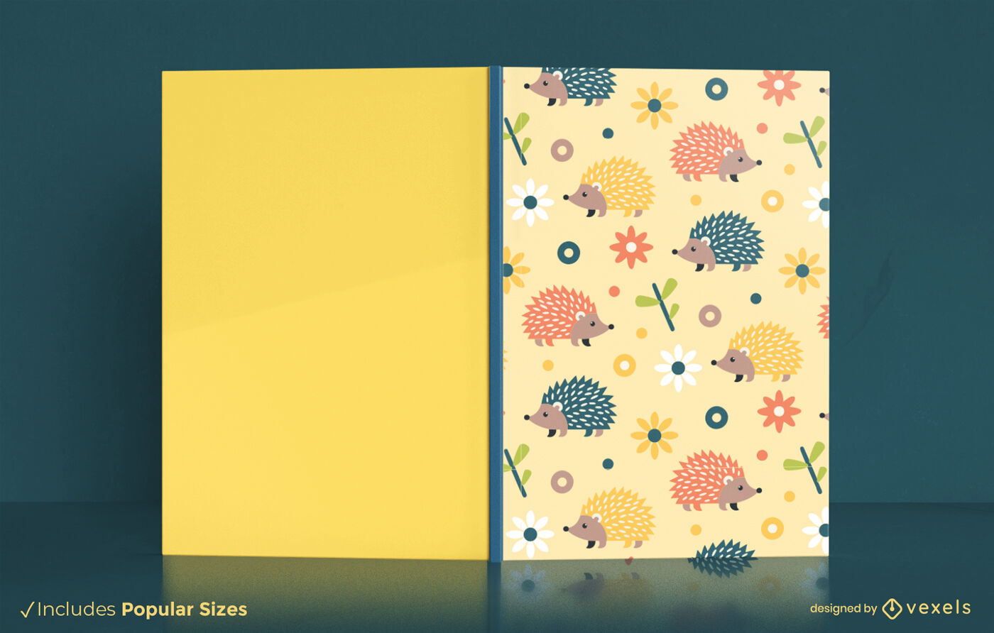 Cute hedgehogs pattern KDP book cover design	