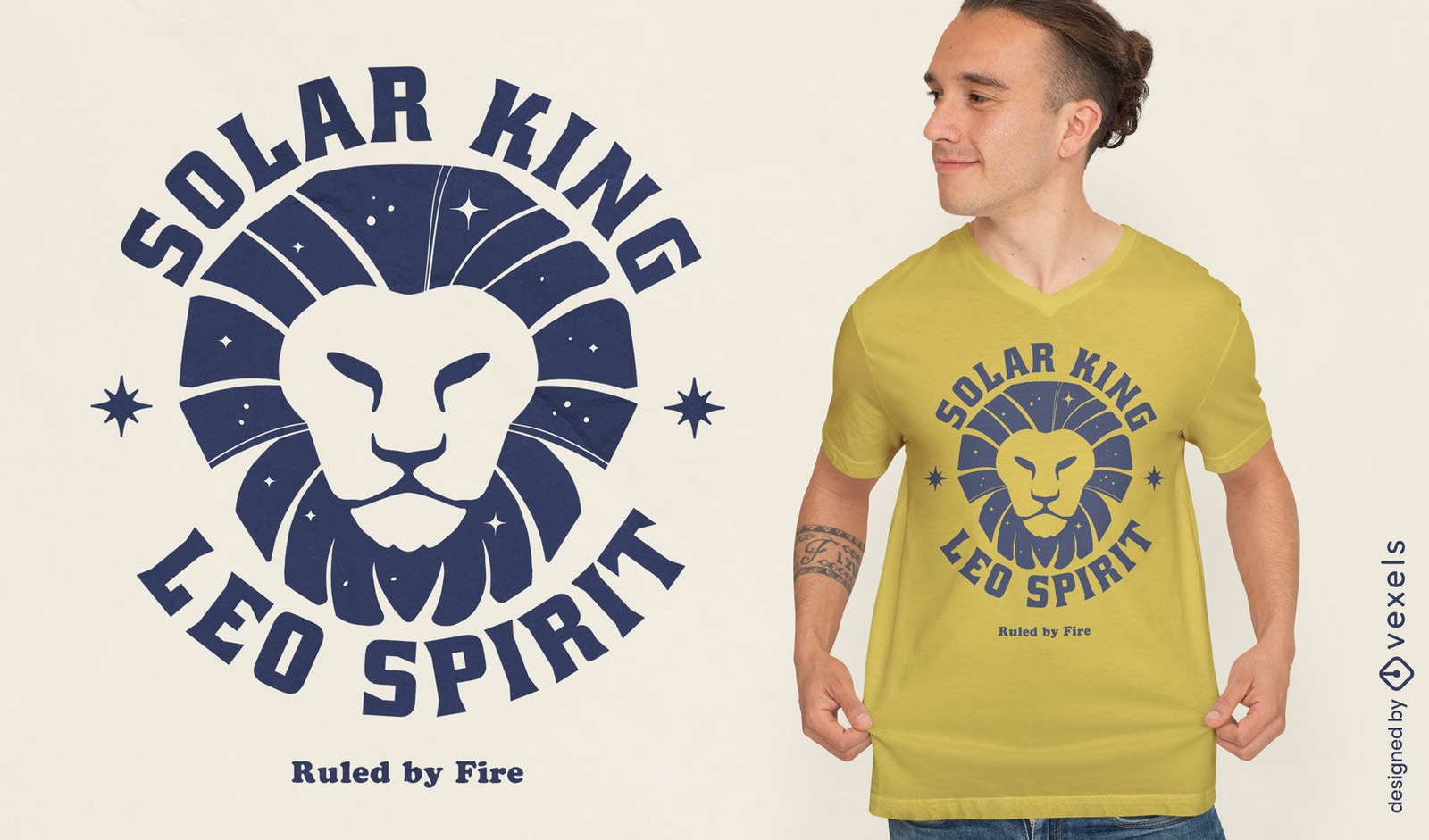 Design de camiseta com o signo solar do zodíaco Leão