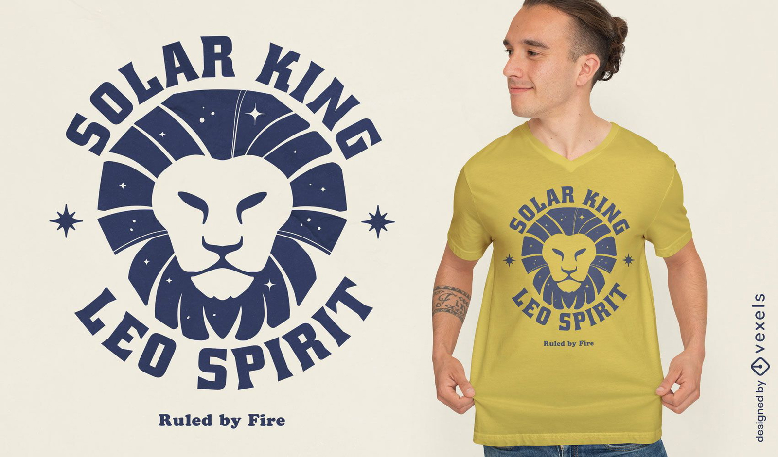 Diseño de camiseta del rey león solar del zodíaco Leo
