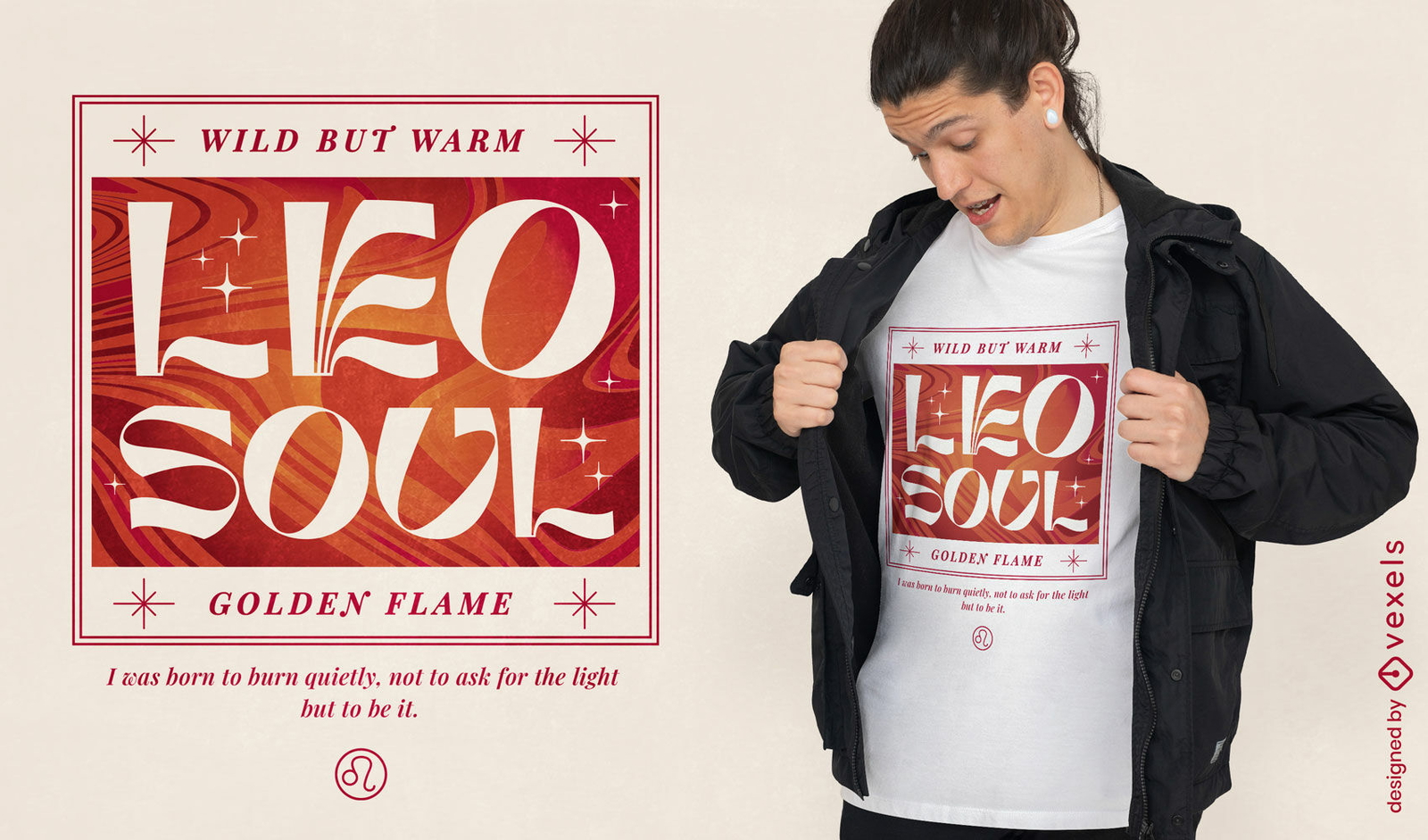 Design de camiseta com citação selvagem da alma de Leo