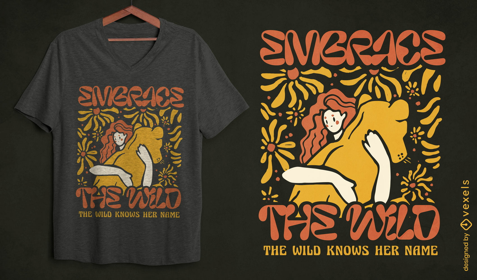 Design de camiseta "Abrace flores e natureza Leo"
