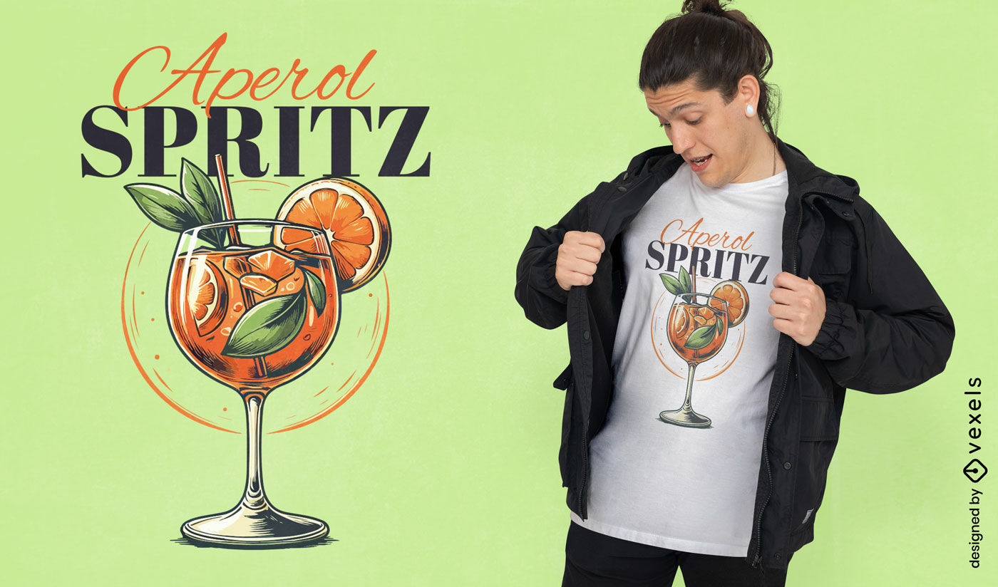 Diseño de camiseta con cóctel Aperol Spritz