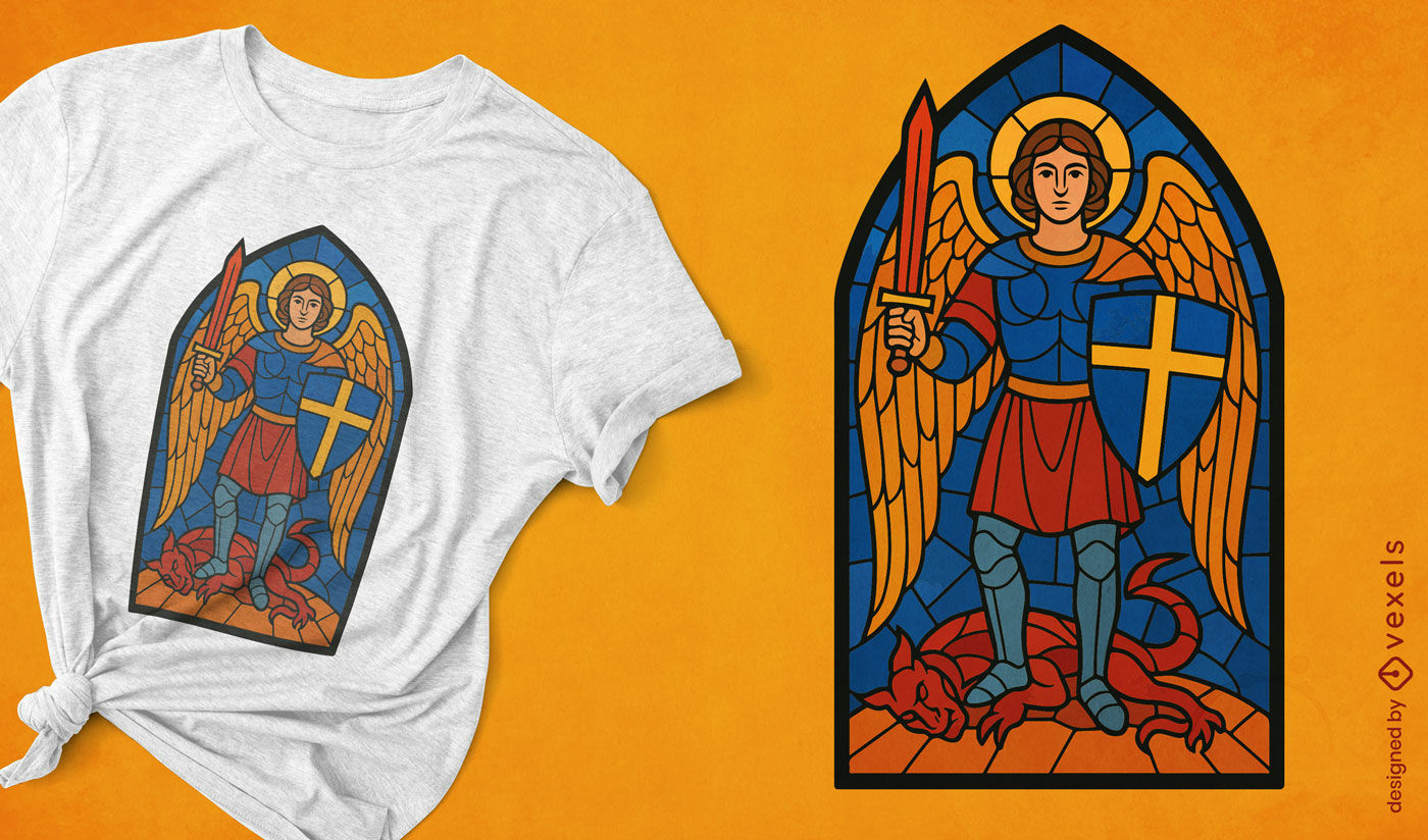 Design de camiseta com vitral de São Miguel