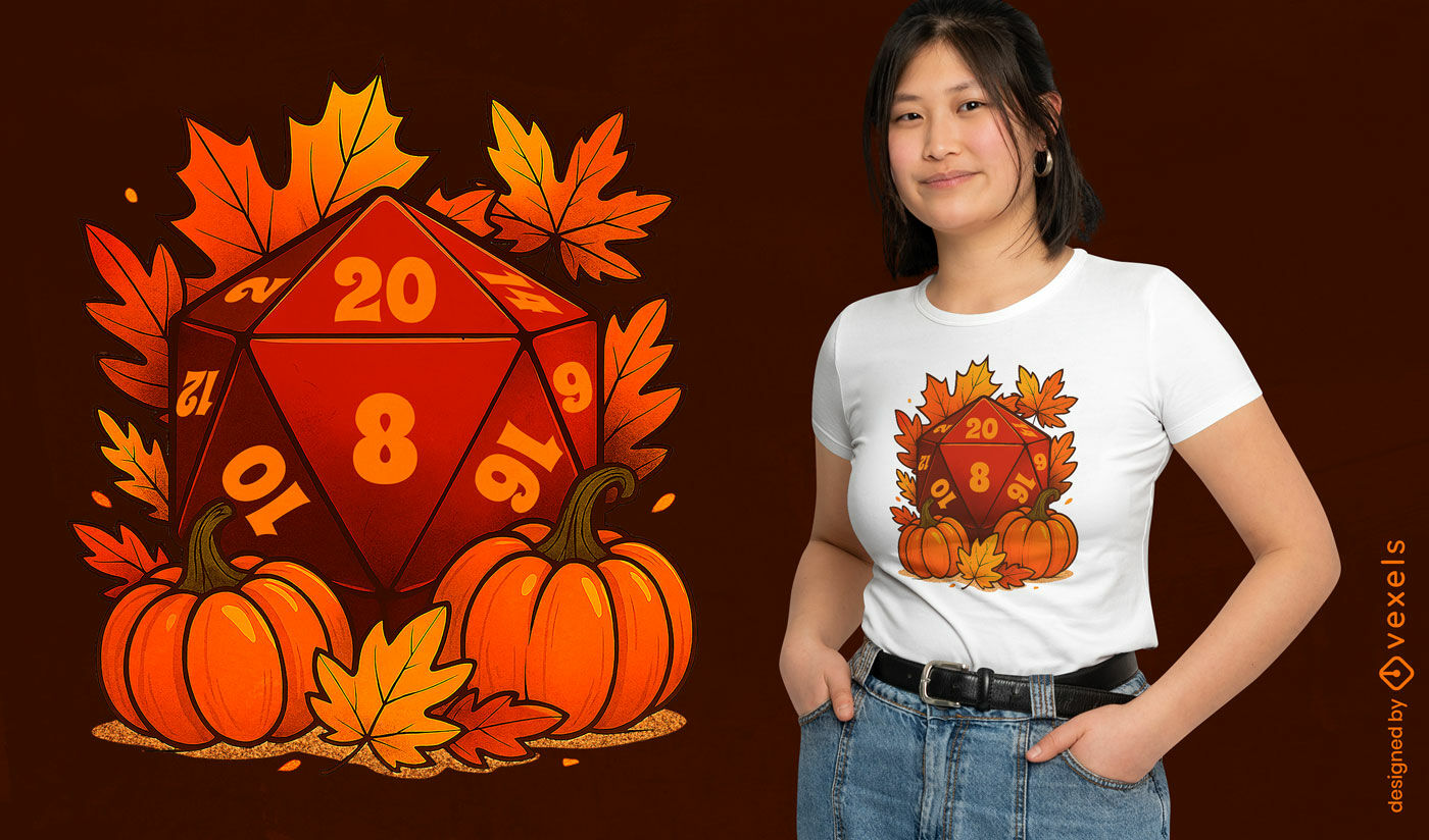  Diseño de camiseta de otoño d20 con calabazas