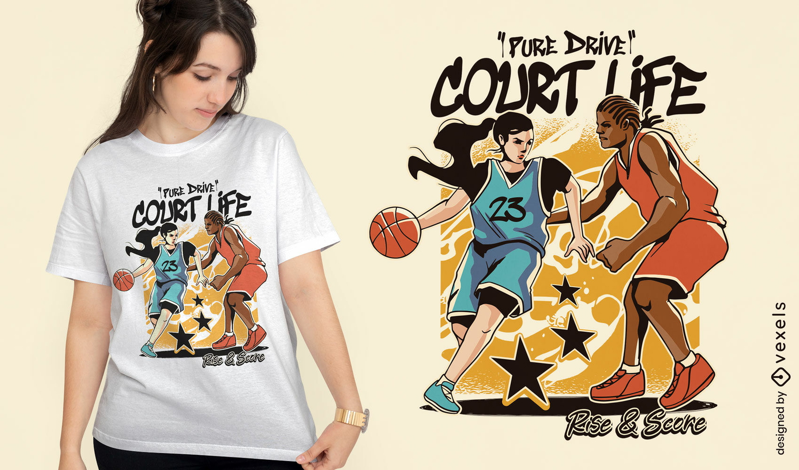 Pure drive basketball court t-shirt design