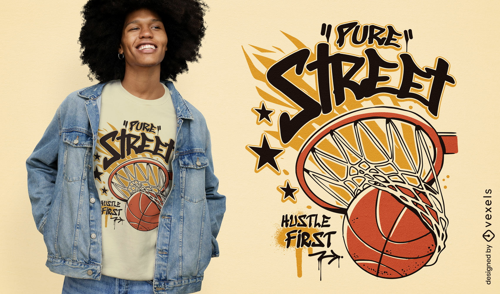 Design de camiseta com temática de basquete e grafite